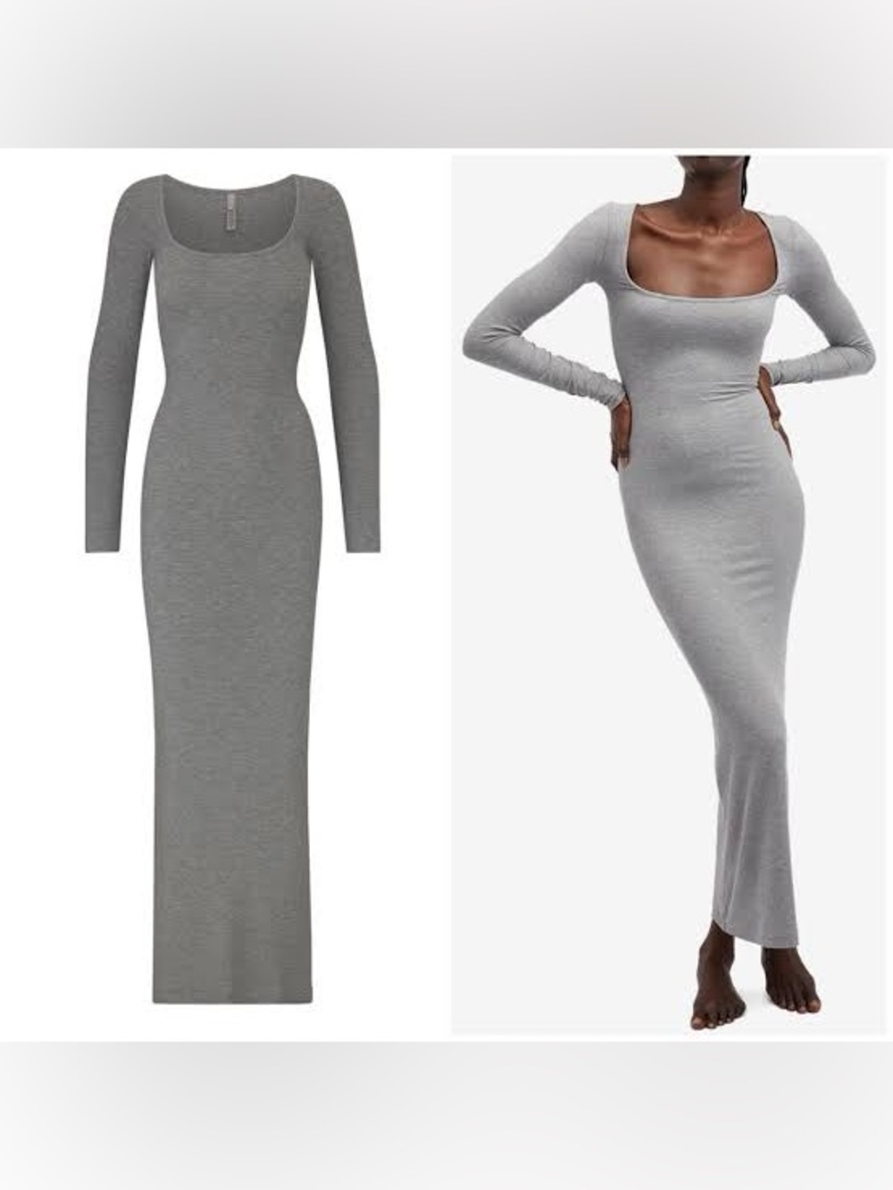 SKIMS Soft Lounge Long Sleeve Dress - Heather Grey